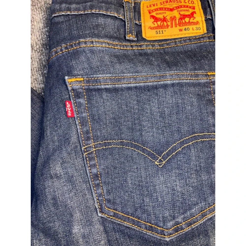 Levi's 511 Jeans Men's 40x30 Blue‎ Denim Medium Wash Red Tab Boho Straight Leg